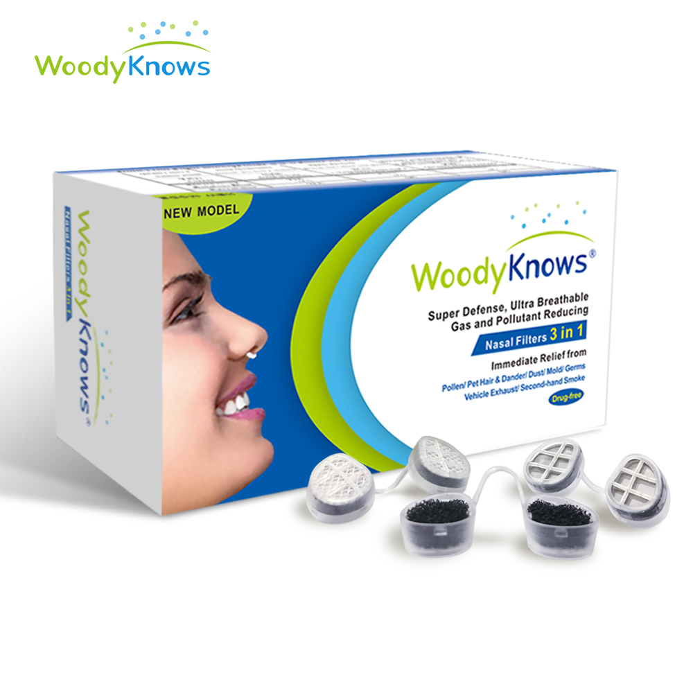 WoodyKnows Allerscreen Filtri Nasali, Modello 2024, Ausilio Per Le Allergie Stagionali E Alla Polvere (Prova S/M/L/XL